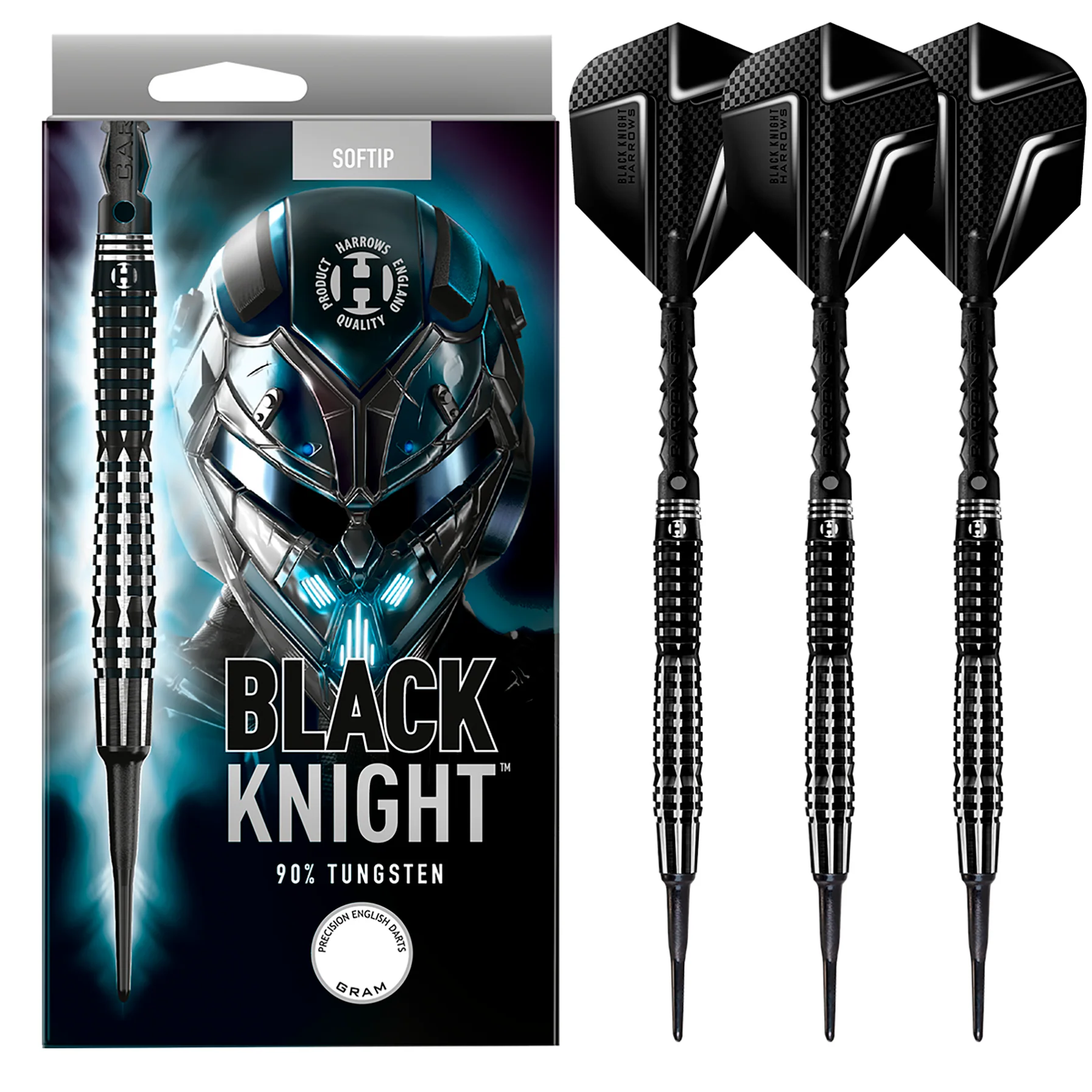 Fléchettes-Harrows-Black-Knight-90%-Tungstène-18GR-pointe-nylon