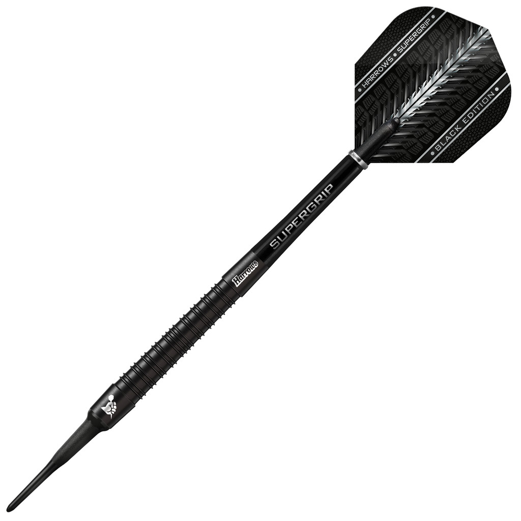 Fléchettes-Harrows-Supergrip-Black-Edition-90%-Tungstène-pointe-nylon-20g