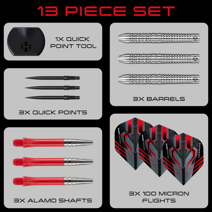 Fléchettes Harrows Damon Heta Natural 90% tungstène pointe acier 21 gr