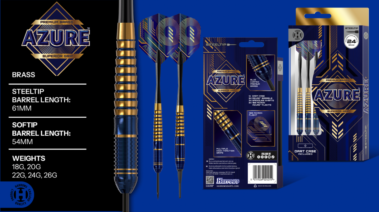 Fléchettes-Harrows-Brass-Azure-nylon-18grammes
