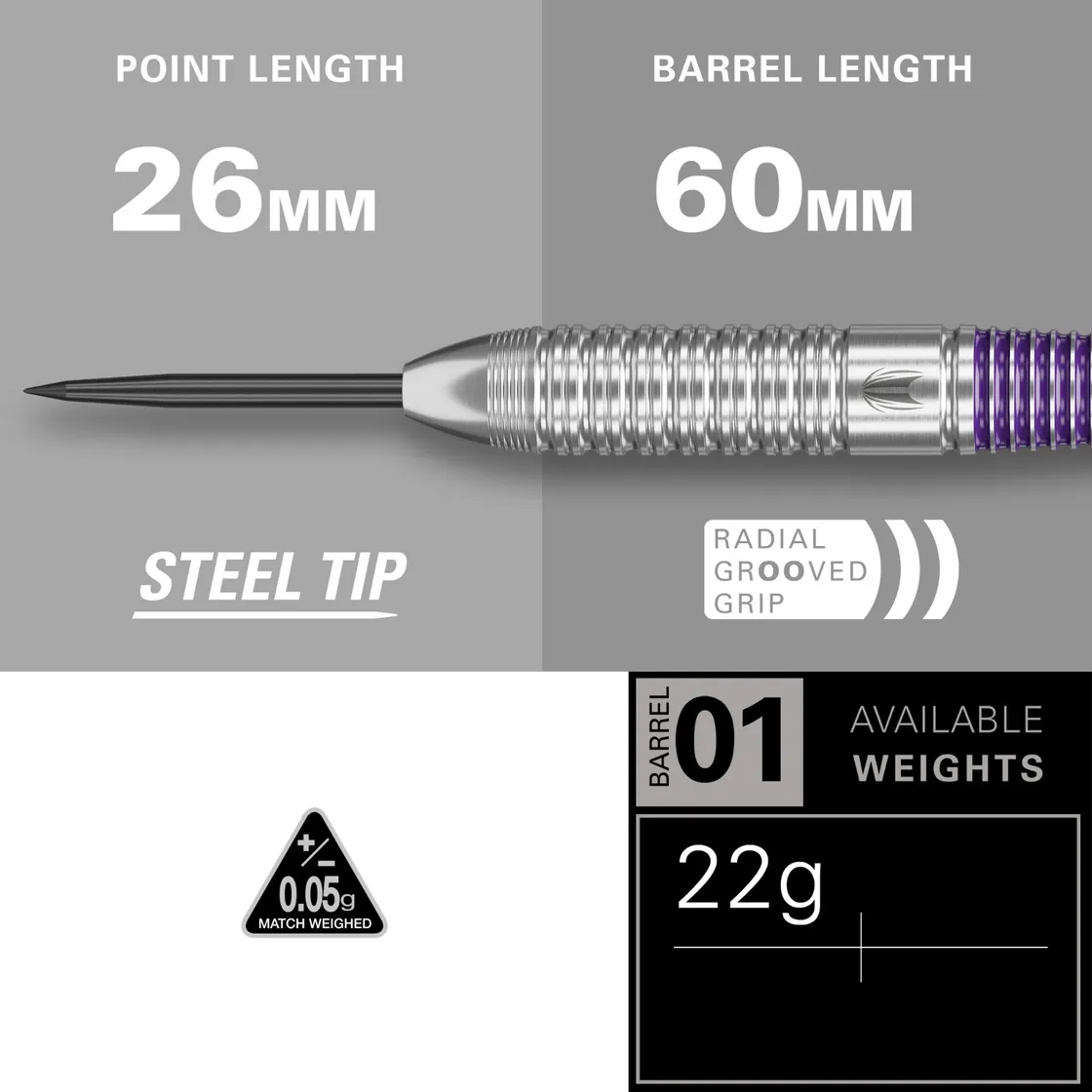 170001-Fléchettes-Target-Luke-LITTLER-BRASS-pointe-acier-22grammes