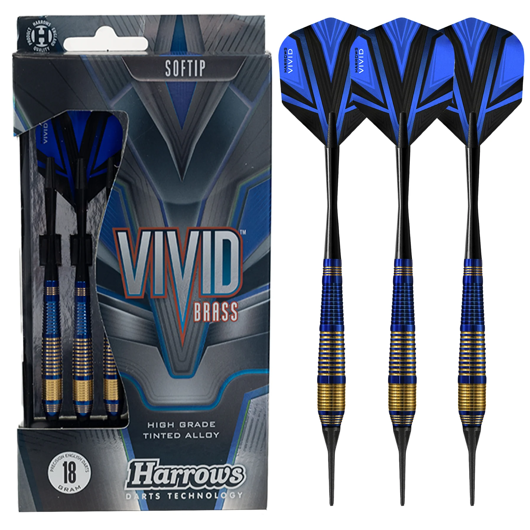 Fléchettes-Harrows-Vivid-18GR-pointe-nylon-Bleu
