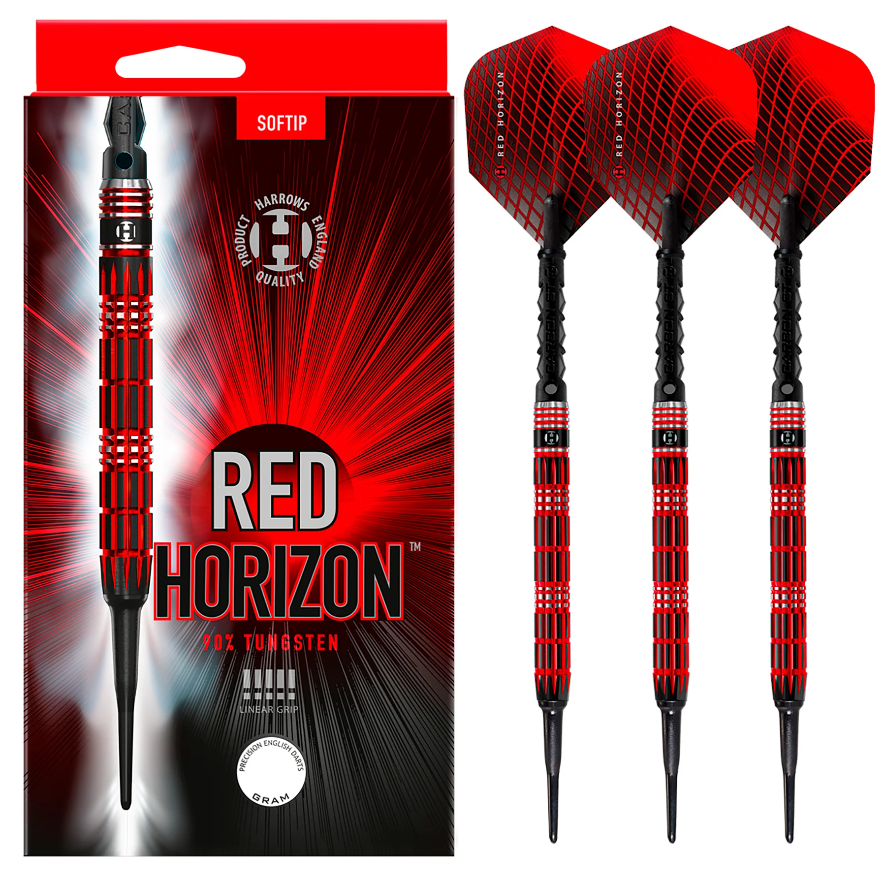 Fléchettes-Harrows-Red-Horizon-90%-Tungstène-18GR-pointe-nylon