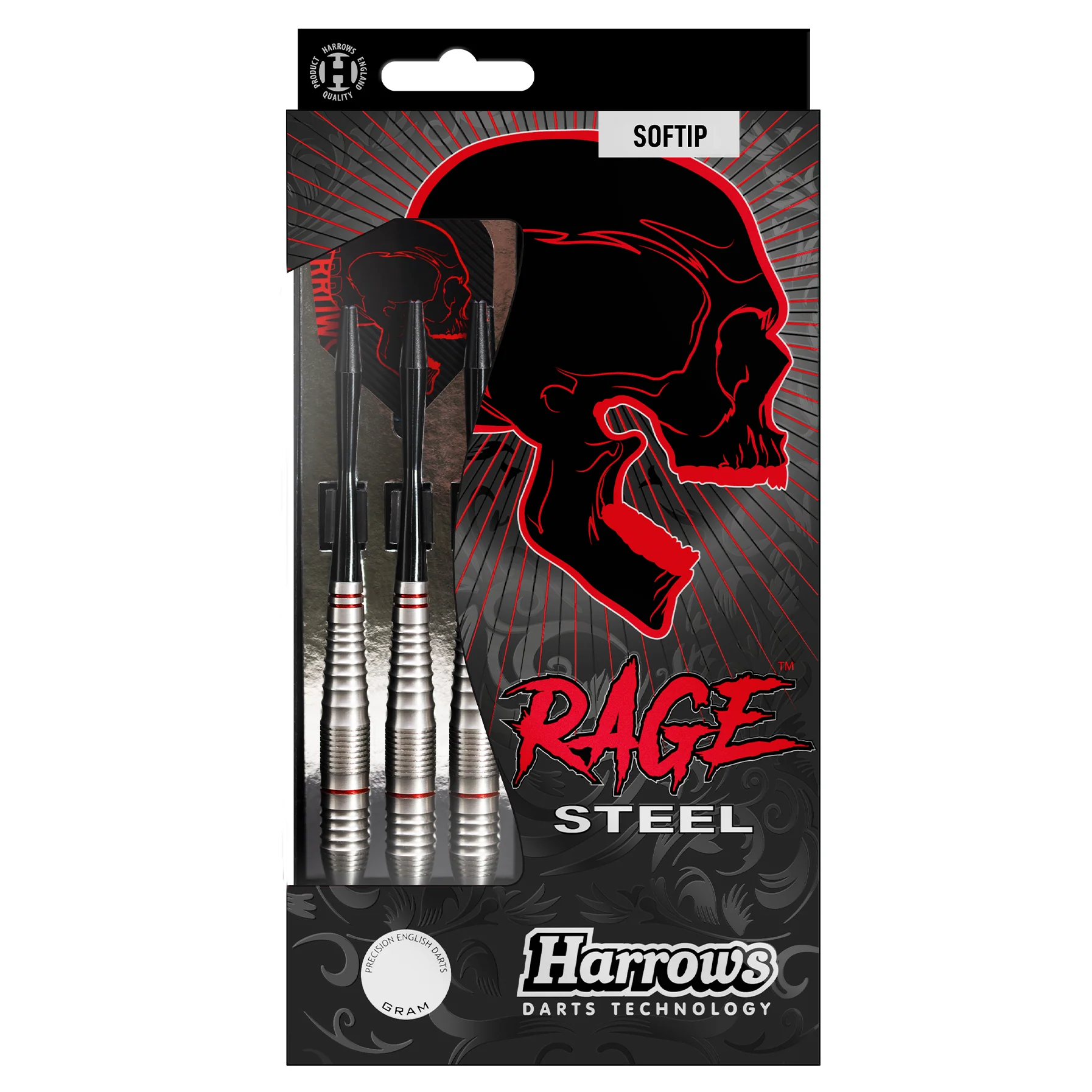 Fléchettes-Harrows-Rage-Steel-18-grammes-pointe-nylon-électronique