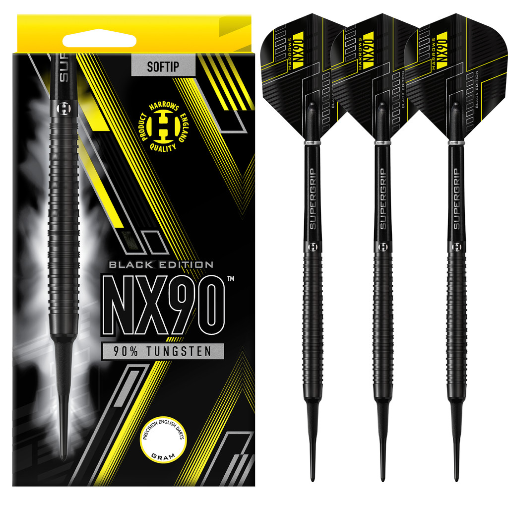 Fléchettes-Harrows-NX90-Black-Edition-90%-Tungstène
